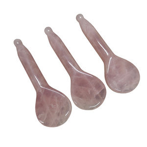 Pink Rose Quartz Gua Sha Tool Scraping Acupressure Massage Stick Guasha Spoon