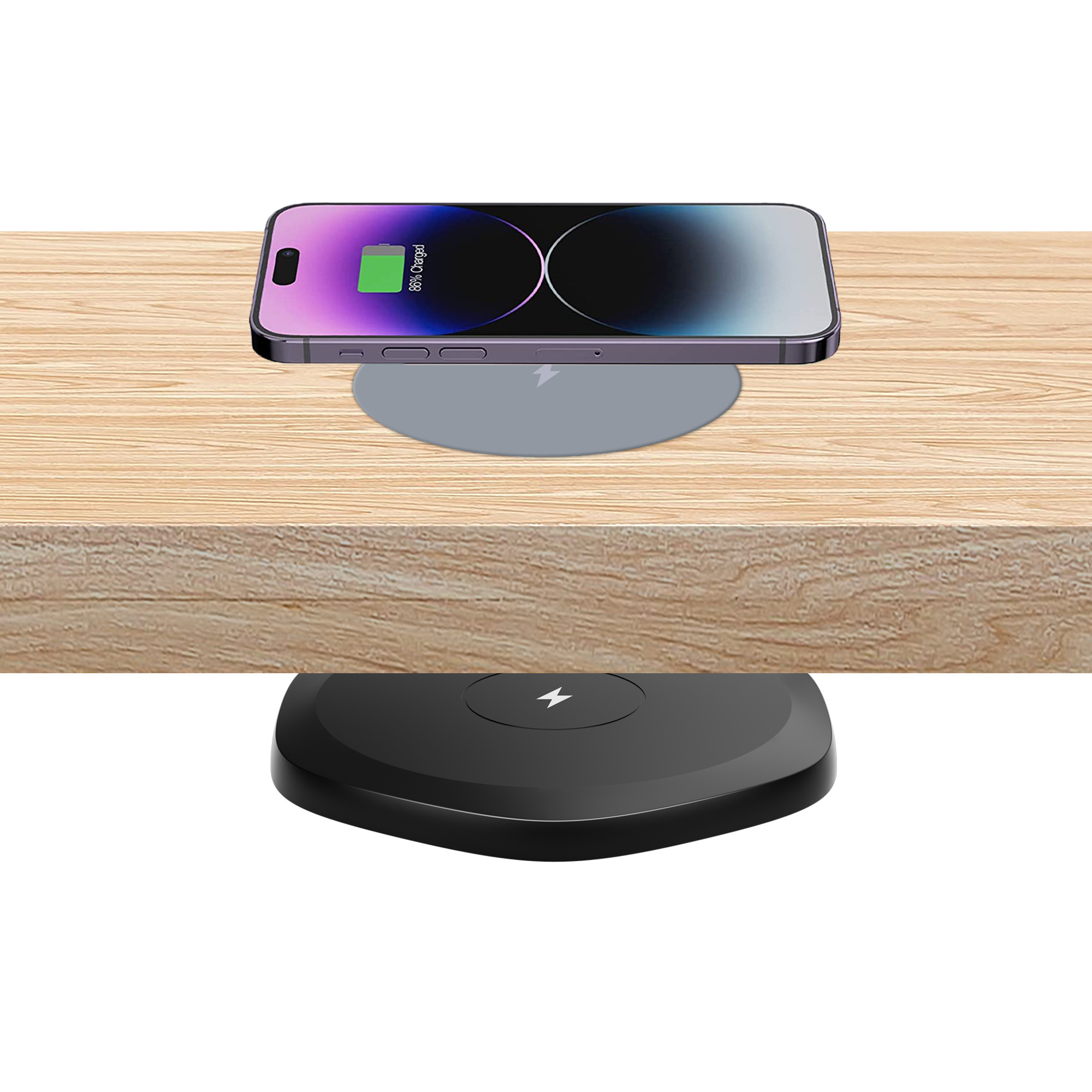 OEM ODM Fast 10W Through Table Smart Charging Mobile Phone 30mm wireless charger under desk for furniture