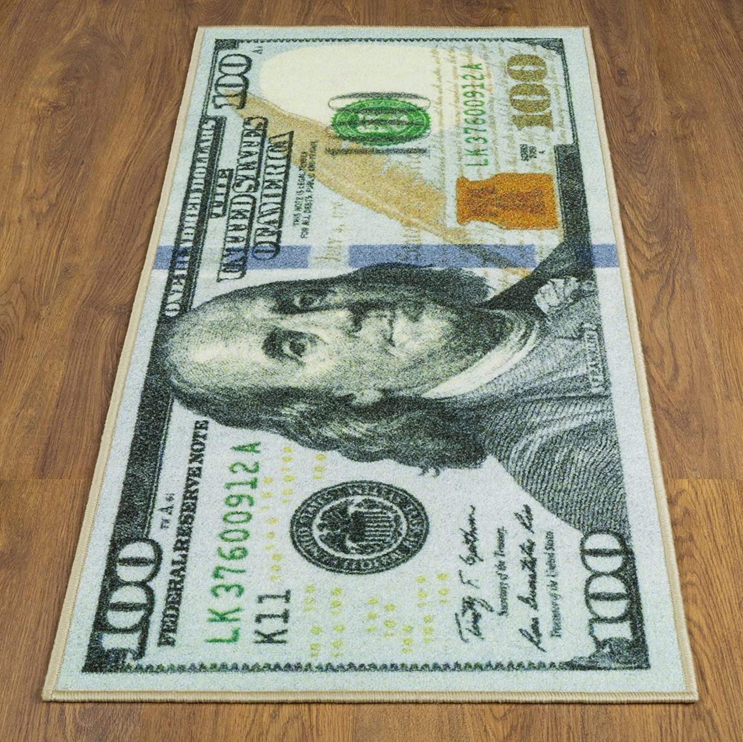 (WXCCF) Printed US 100 Hundred Dollar Bill Logo Design Money Runner Rug