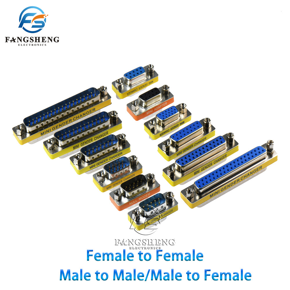 DB9 9Pin Male to Female/Male to Male/Female to Female/ Mini Gender Changer Adapter RS232 Serial plug Com Connector