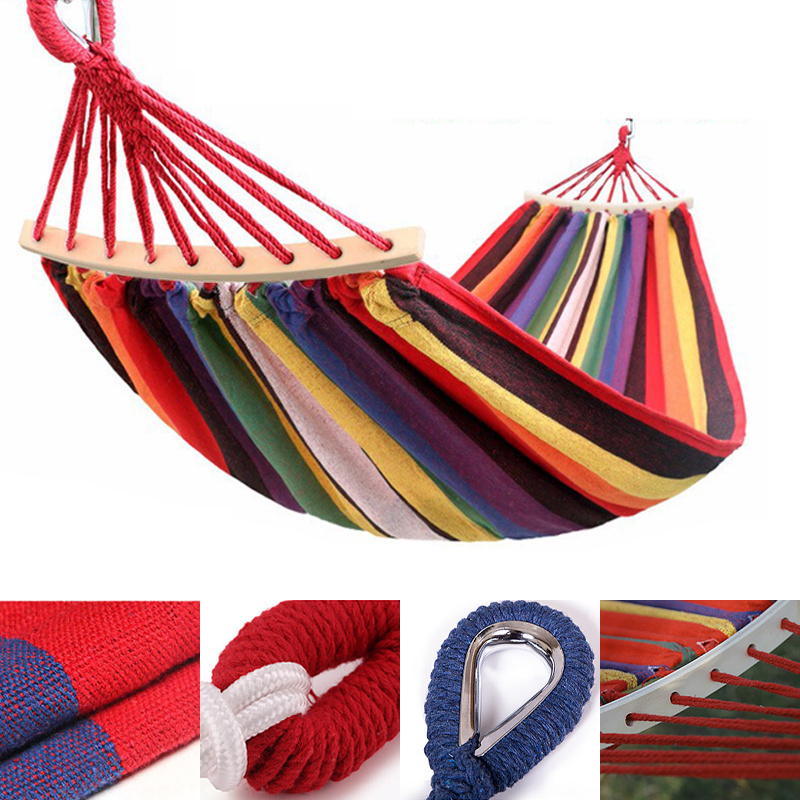 Lightweight Folding Cotton Double Tree Swing Rope Single Person Canvas Patio Hanging Chair Garden Bed Bivouac Hammock