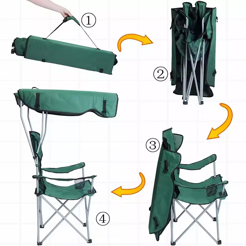 Adjustable Folding Portable Durable Lightweight Outdoor Picnic Fishing Camping Chair With Umbrella