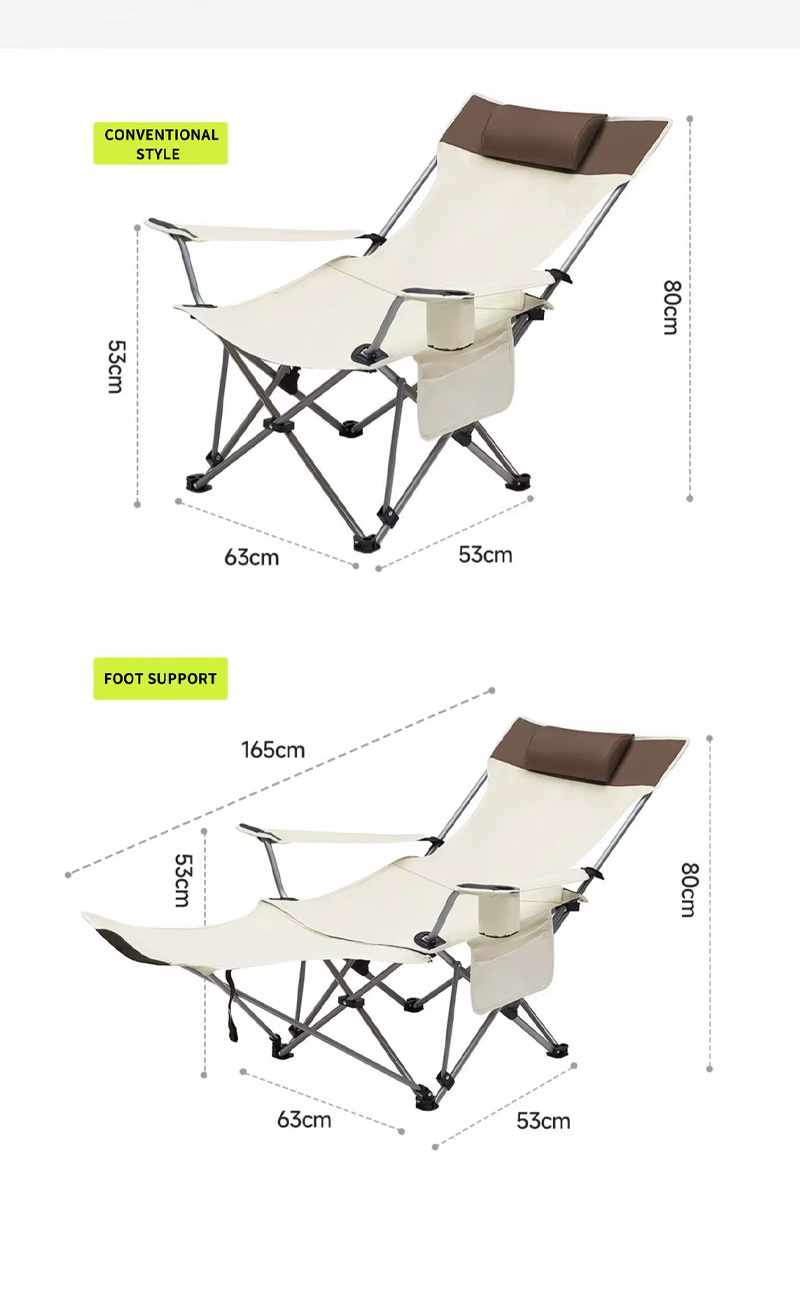 Portable Outdoor camping folding Siesta Footrest Chair Dual-purpose Light Backrest Recliner Travel Chair