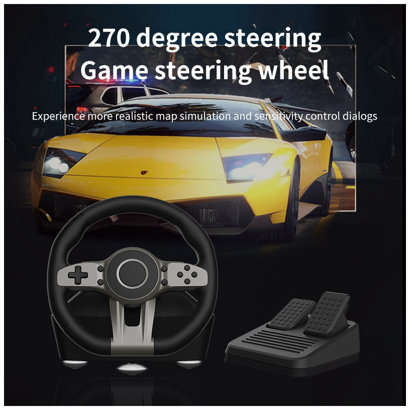 CoolRabbie 270 Degree Racing Car Game Steering Wheel With Pedal  For PS4/PS3/PC/Android/Switch Game Steering Wheel