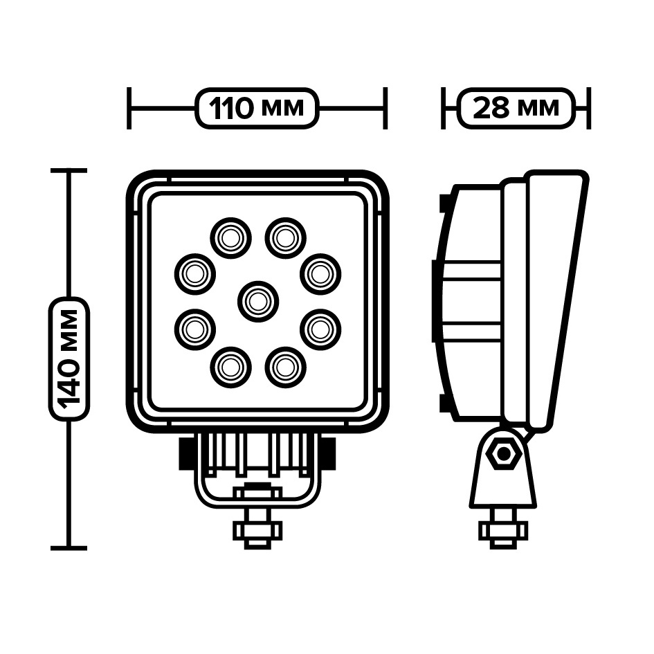 Waterproof Vehicle Truck Trailer 4x4 Off Road Tractor Forklift Light Led Work Light Manufacturer Wholesale 9LED 27W 28mm 12V 24V