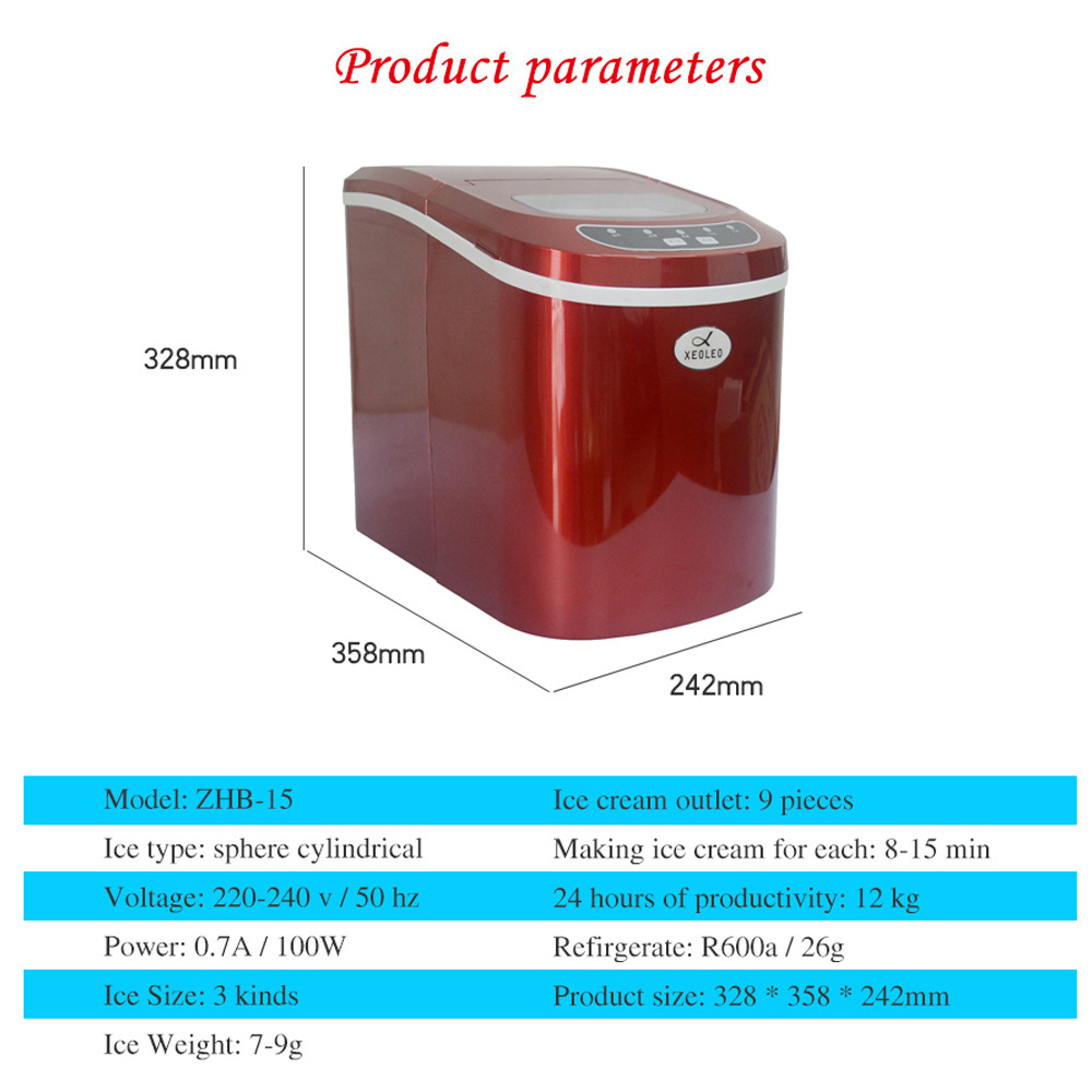 XEOLEO Mini Ice machine Electric Bullet cylindrical Ice Maker 12kg/24h Automatic Household Ice Making Machine For Milk Tea Shop