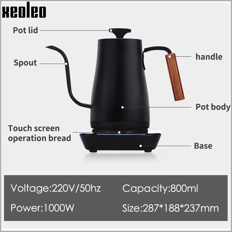 XEOLEO Coffee kettle Gooseneck Kettle 800ml Electric kettle Coffee pot Variable Temperature Quick Heating Electric Boiling Pot