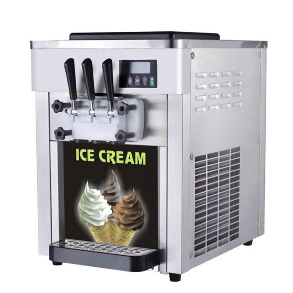 XEOLEO Commercial Desktop Ice Cream Maker 18L/H 3 Flavors Automatic Soft Serve Ice Cream Machine 1800W Ice Cream Yogurt Maker