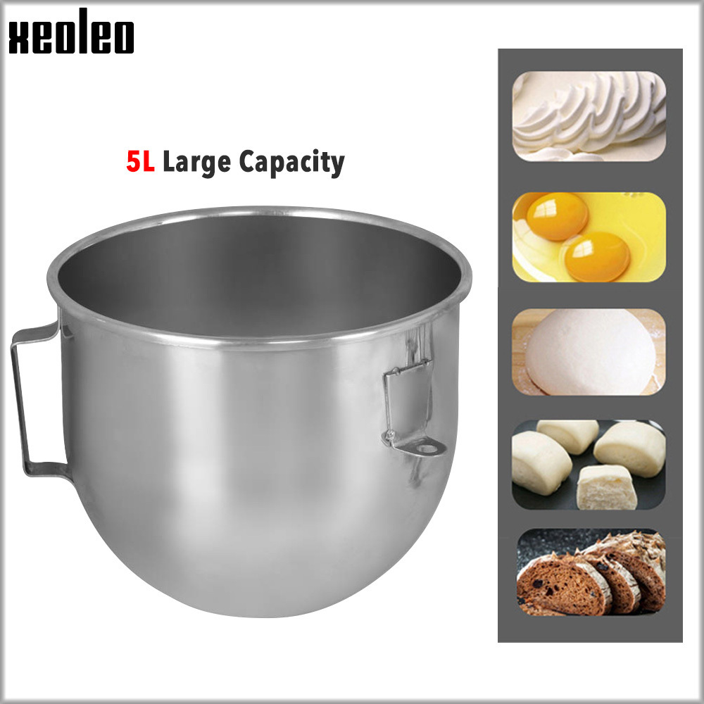 XEOLEO Commercial Planetary Food Mixer 5L Electric Stand Dough Maker Beater Spiral Bread Blender With Dough Hook Removable Bowl