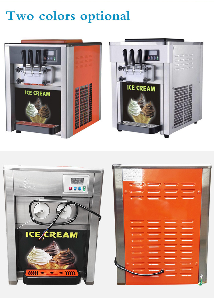 XEOLEO Commercial Desktop Ice Cream Maker 18L/H 3 Flavors Automatic Soft Serve Ice Cream Machine 1800W Ice Cream Yogurt Maker