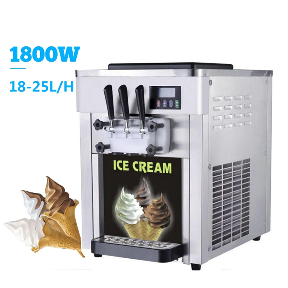 XEOLEO Commercial Desktop Ice Cream Maker 18L/H 3 Flavors Automatic Soft Serve Ice Cream Machine 1800W Ice Cream Yogurt Maker