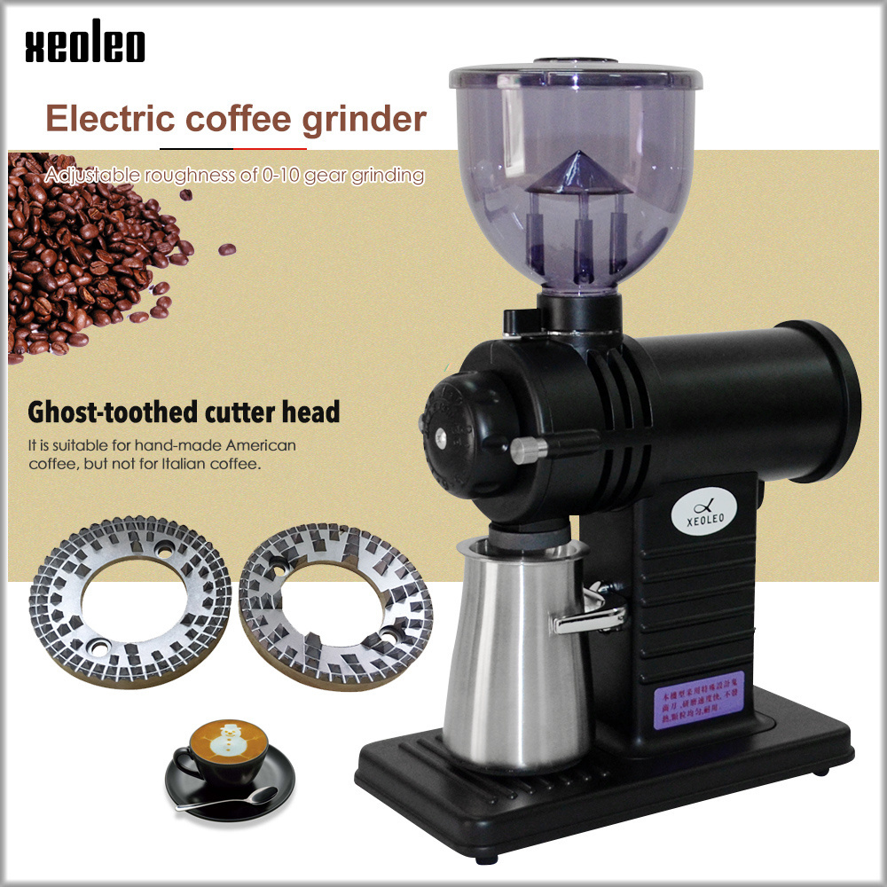 XEOLEO Electric Coffee grinder 78mm Ghost teeth Burr Coffee milling machine with filtering Coffee mill Powder machine 10 steps