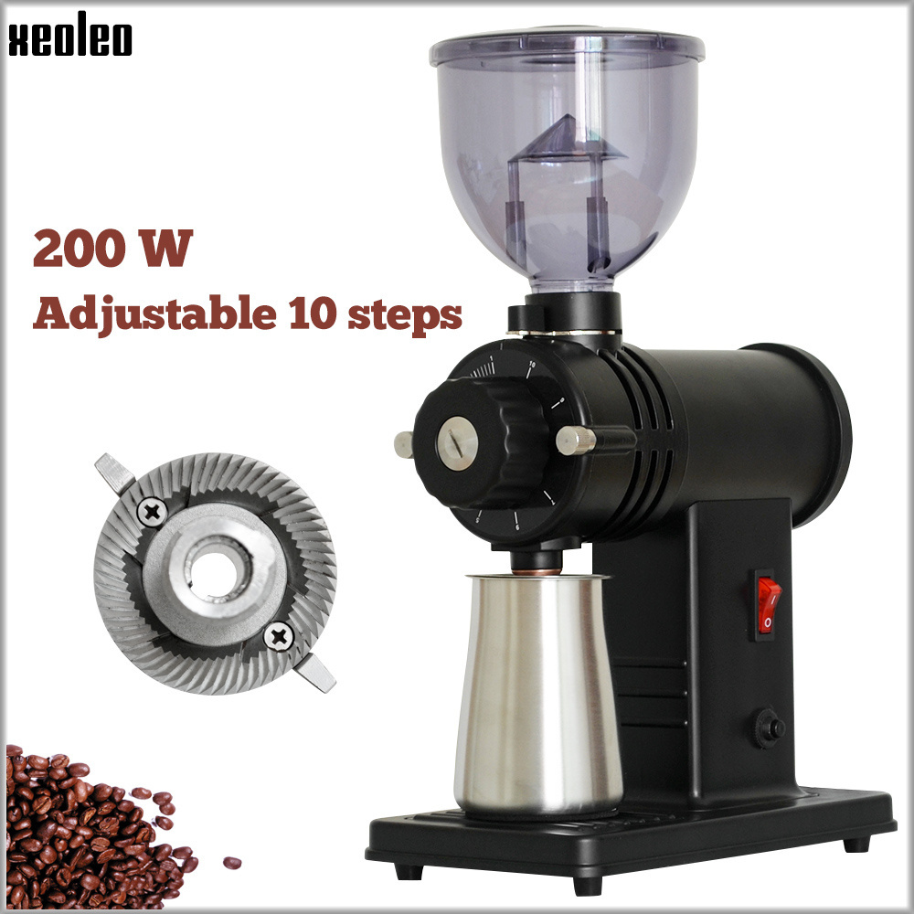 Xeoleo Electric Coffee grinder Coffee miller Burr grinder Level 1-10 regulating valve extra hard fine grinding black/yellow/pink