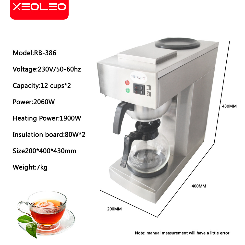 Xeoleo Commerical Coffee Tea Brewer Maker American Coffee Machine Hot Plate Full-Automatic With Coffee Pot Coffer Maker