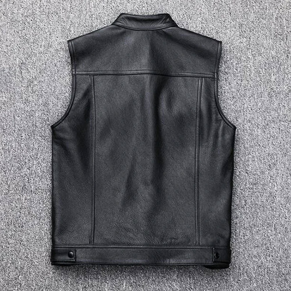 New Design Leather Biker Vest Motorcycle Motorbike Vest For Men Hot Sale Good Quality Price Leather Vest