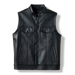 New Design Leather Biker Vest Motorcycle Motorbike Vest For Men Hot Sale Good Quality Price Leather Vest