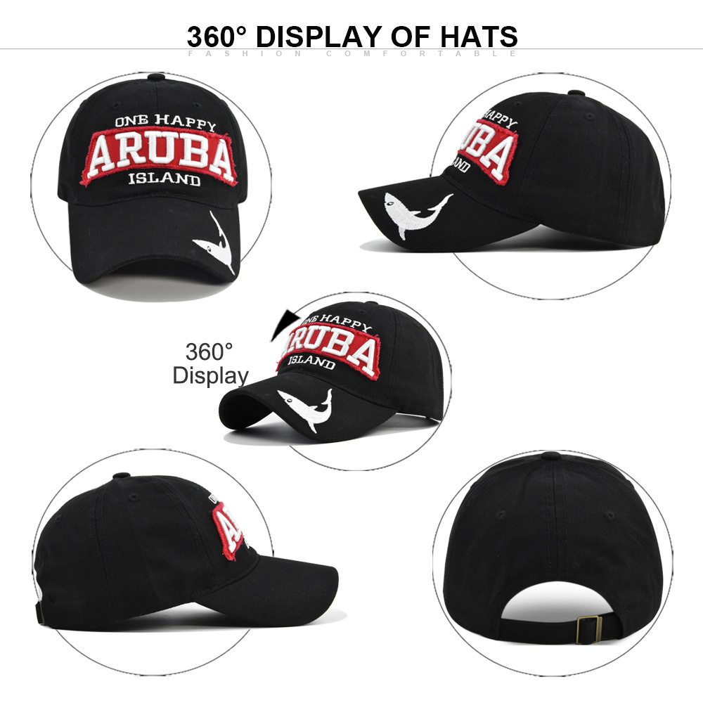 New Fashion ARUBA shark Embroidery Baseball Cap Men Women one happy island letter sport Casual Cotton sun dad hat headwear cap