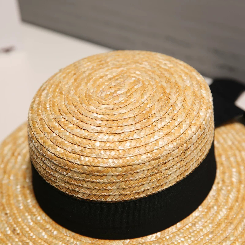 Summer Women Designer Straw Hat Ribbon Summer Beach Sun Hat Lady French Retro Wide Brim Fashion Female Straw Cloche Hat