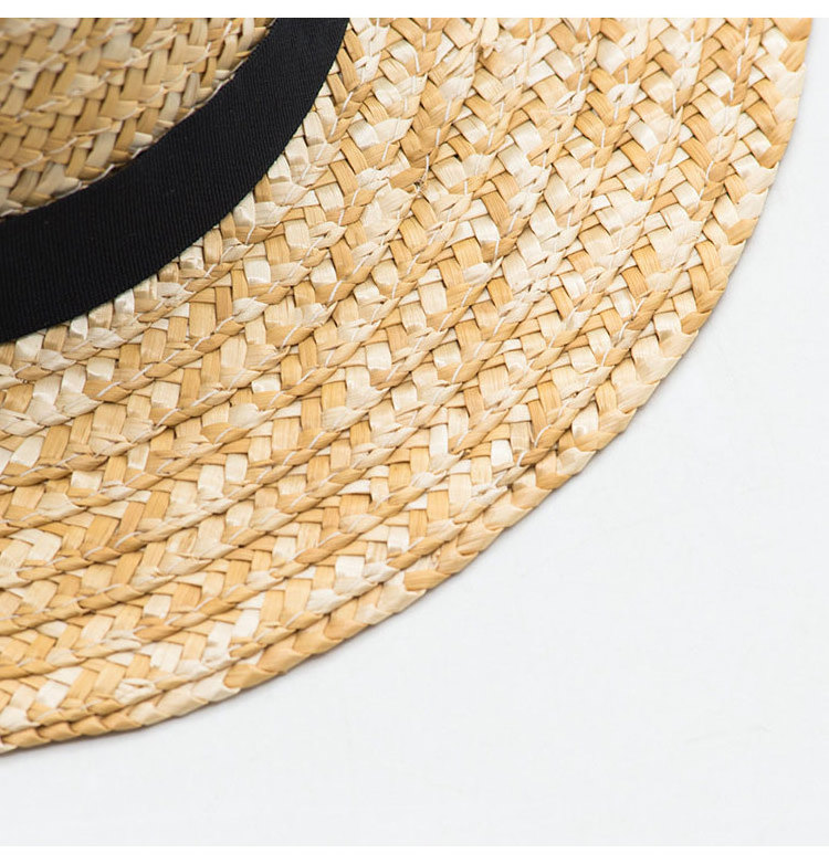 Fashion Summer Women Wide Brim Natural Straw Hat Chapeau Female Sun Hats Black Panama Beach Straw Boater Hat