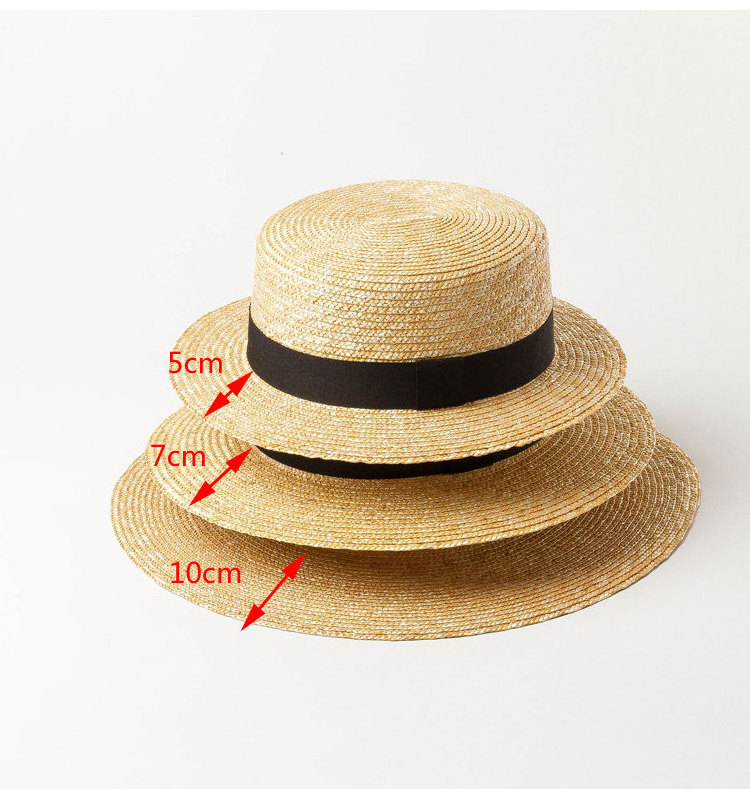 Fashion Summer Women Wide Brim Natural Straw Hat Chapeau Female Sun Hats Black Panama Beach Straw Boater Hat