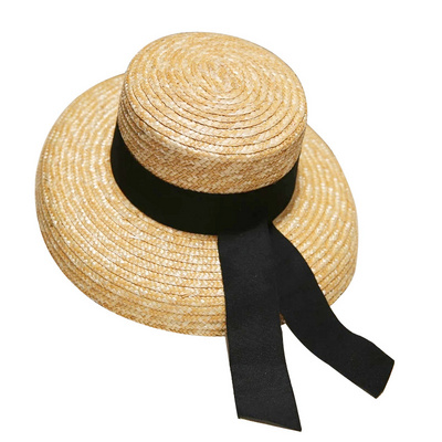 Summer Women Designer Straw Hat Ribbon Summer Beach Sun Hat Lady French Retro Wide Brim Fashion Female Straw Cloche Hat