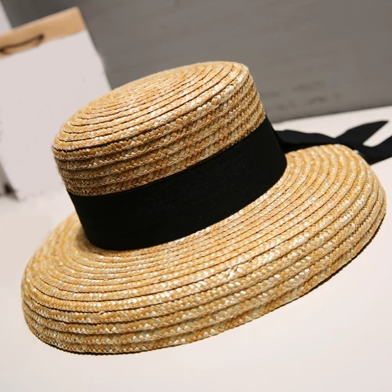 Summer Women Designer Straw Hat Ribbon Summer Beach Sun Hat Lady French Retro Wide Brim Fashion Female Straw Cloche Hat