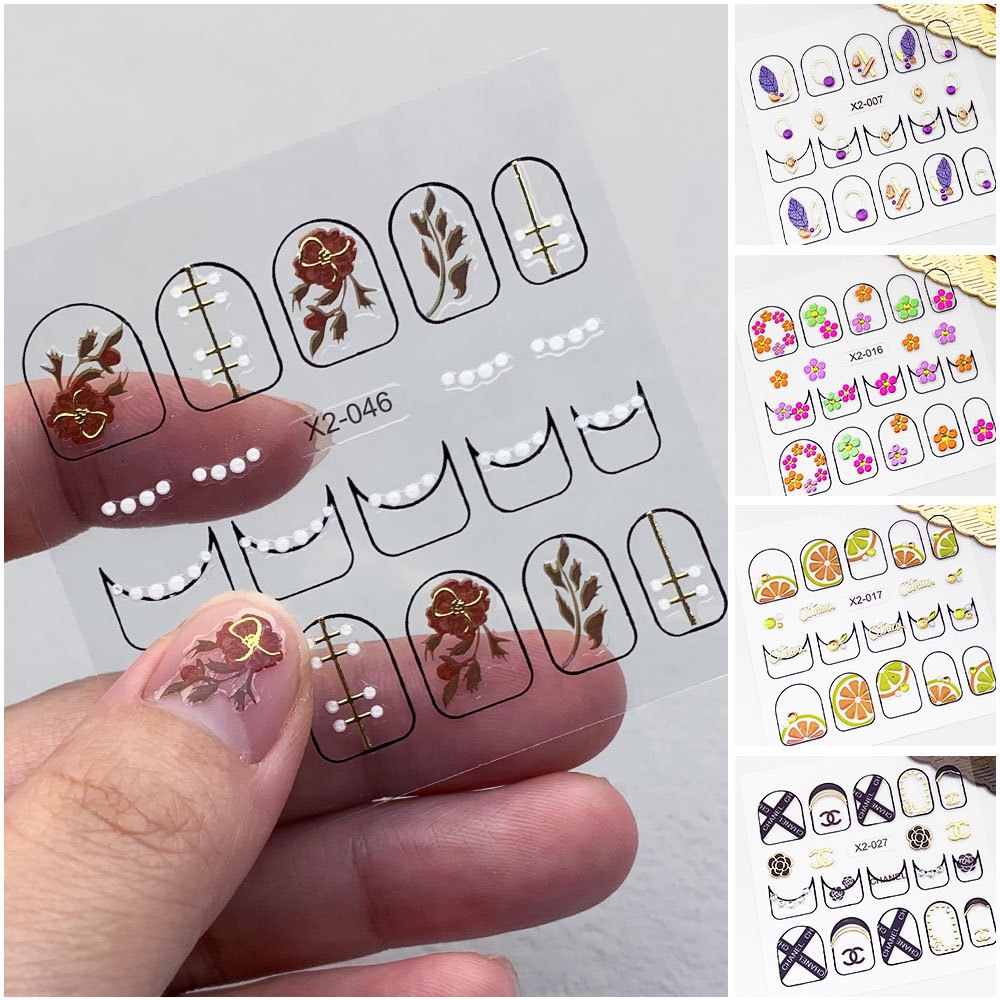 Flower Nail Art Stickers 5D Embossed Nail Decals Spring Daisy Self Adhesive Nail Supplies Manicure Decoration