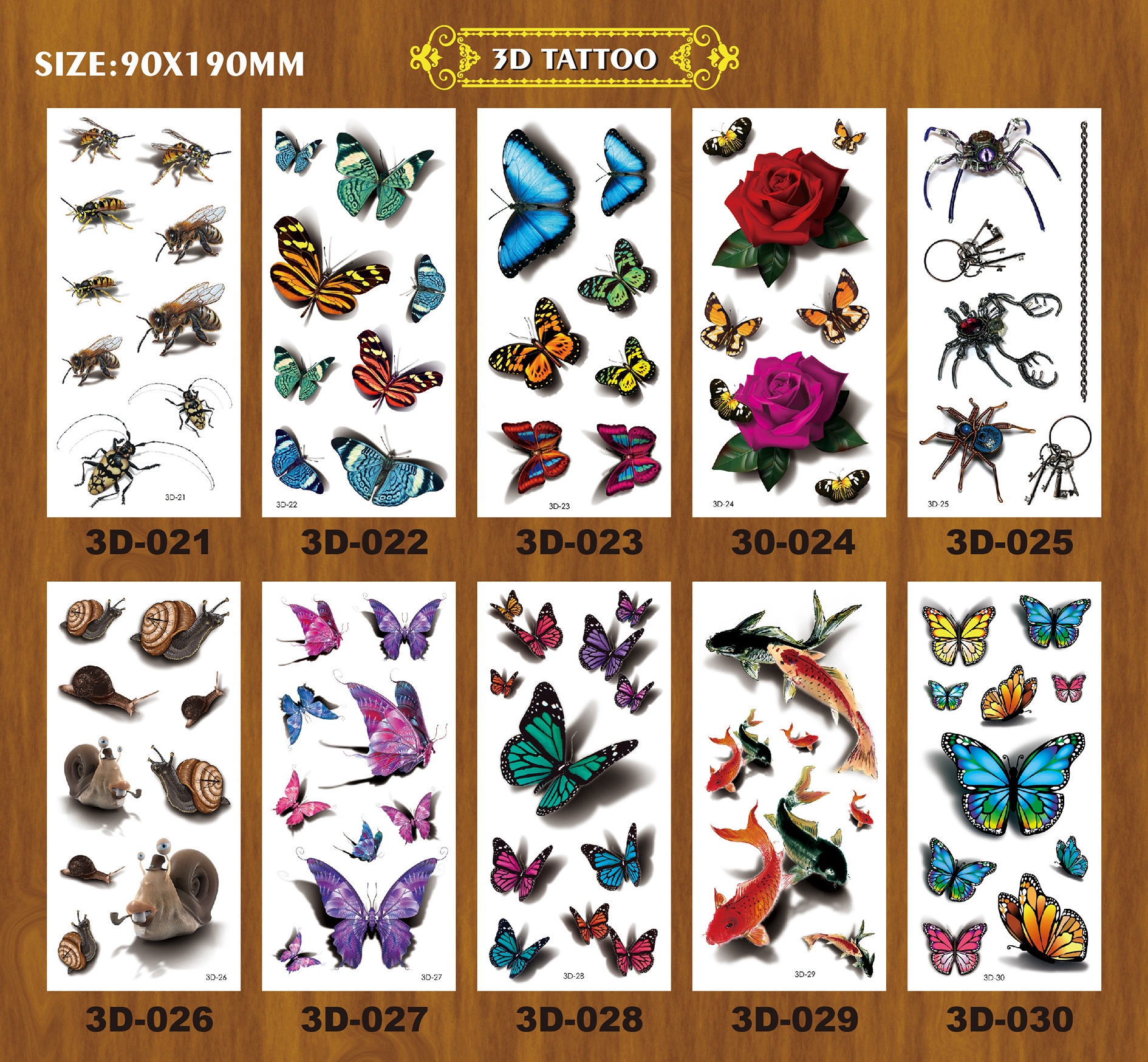 Colorful Waterproof Ink Printing 3D Butterfly Temporary Tattoo Sticker