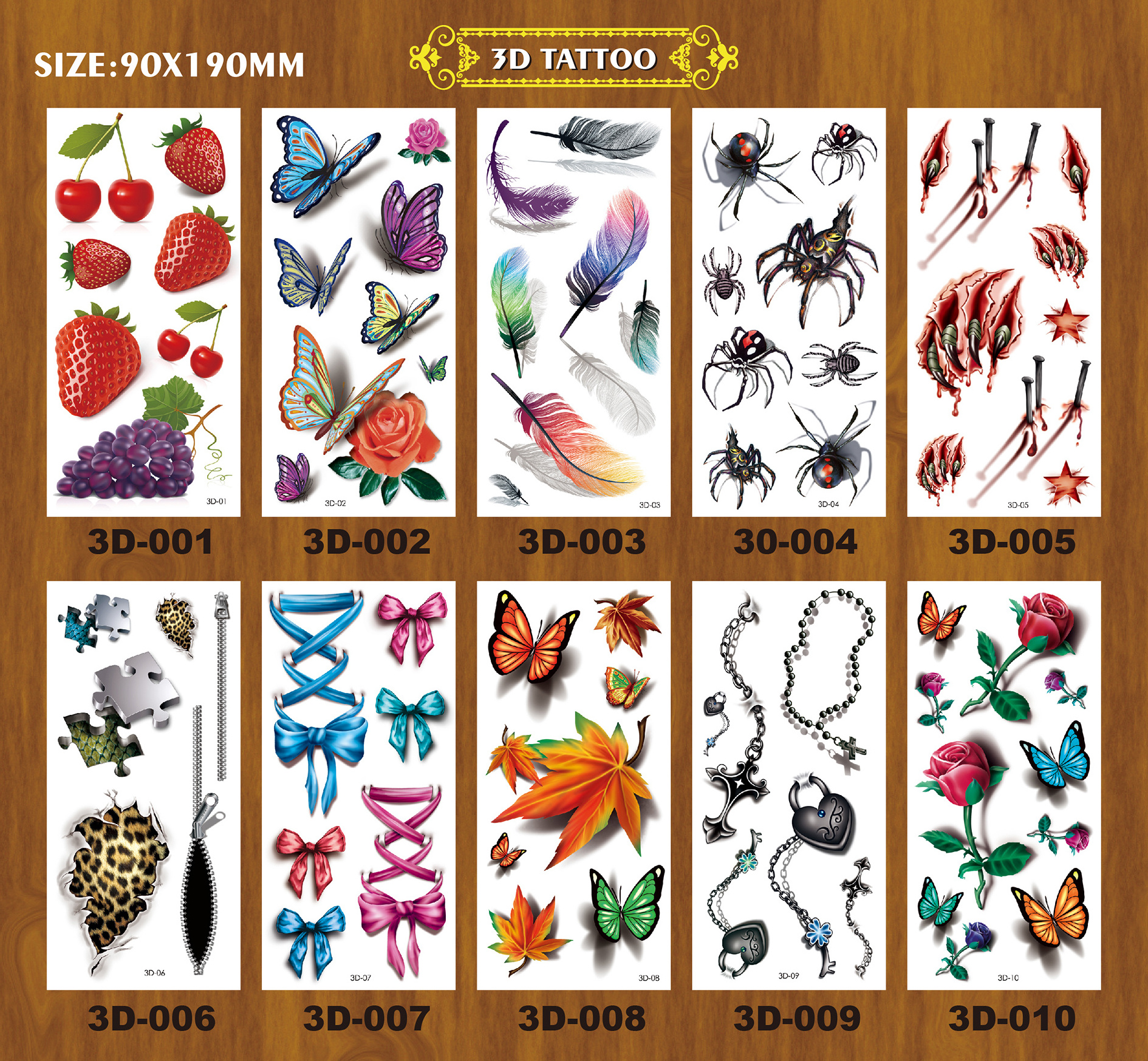 Colorful Waterproof Ink Printing 3D Butterfly Temporary Tattoo Sticker