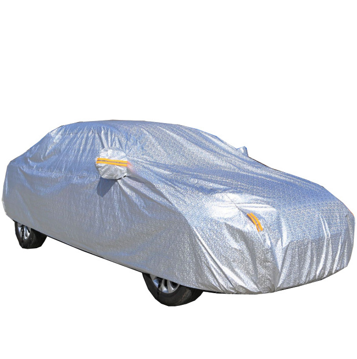 Silver waterproof sun protection hail protection car cover with zipper on driver seat