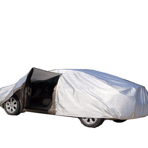 Silver waterproof sun protection hail protection car cover with zipper on driver seat