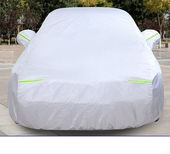 Silver waterproof sun protection hail protection car cover with zipper on driver seat