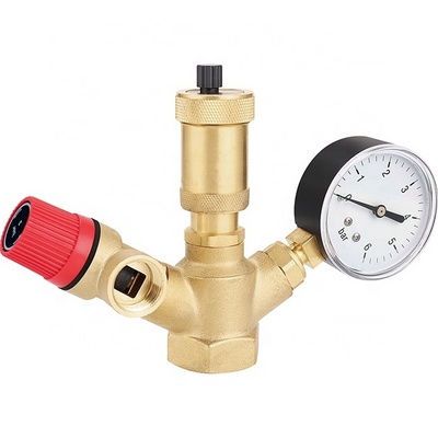 Brass Boiler Valve Boiler Components Boiler Safety Group Set with Automatic Shut-off Valve Safety Relief Valve 3 Years Water