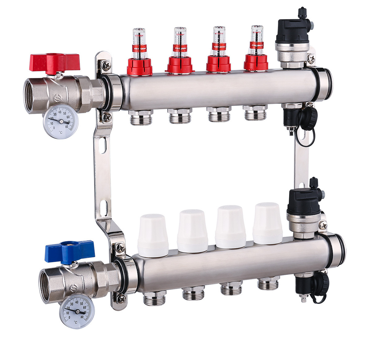 SS 304 Material water Distributor High quality Brass Manifold for water pipe underfloor heating mixing valve