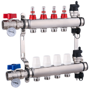 SS 304 Material water Distributor High quality Brass Manifold for water pipe underfloor heating mixing valve