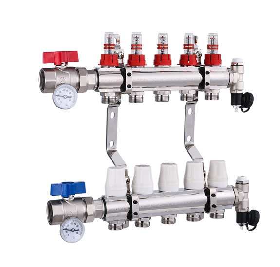 Brass manifold valve distributor collector manifold for water pipe underfloor heating mixing valve system