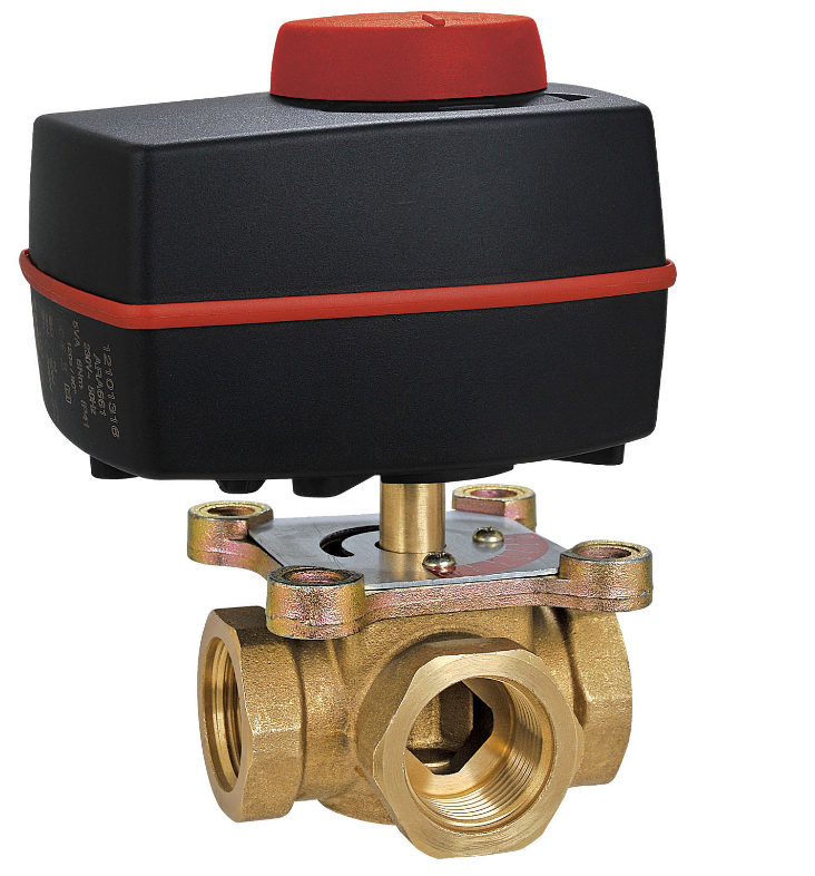 Electrical motor valve brass valve mixing water valve with actuator for floor heating