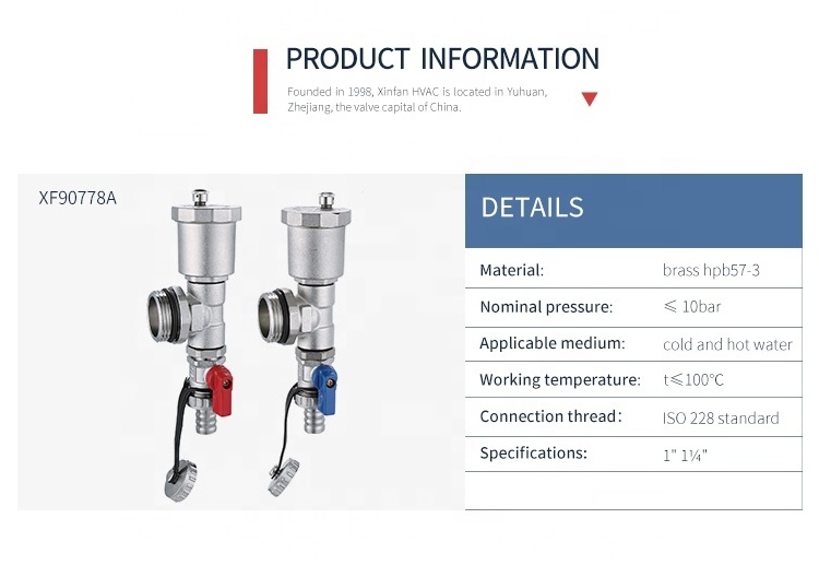 Underfloor heating drain cock pressure valves drain valve