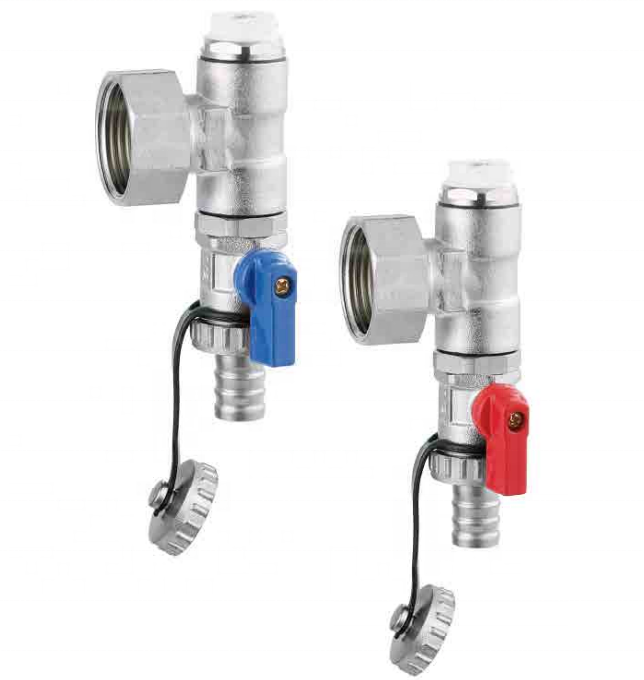 PEX Pipe fitting  drain valve with temperature gauge brass material manifold drain valve