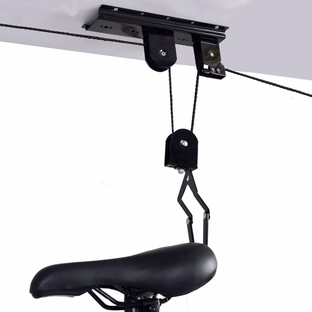 Kayak lift overhead garage hoist bicycle ceiling mounted storage system hangers lift pulley rack with 100 lb capacity