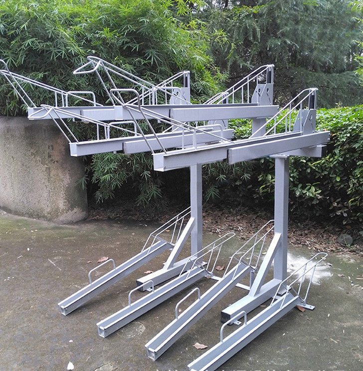 China Outdoor Galvanized Commercial Double Decker Bike Rack Suppliers/ Bicycle Parking Stand Bisiklet Park Demiri (ISO Approved)