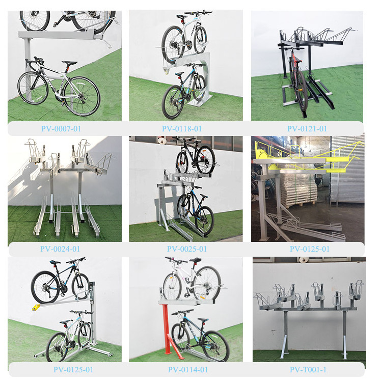 China Outdoor Galvanized Commercial Double Decker Bike Rack Suppliers/ Bicycle Parking Stand Bisiklet Park Demiri (ISO Approved)