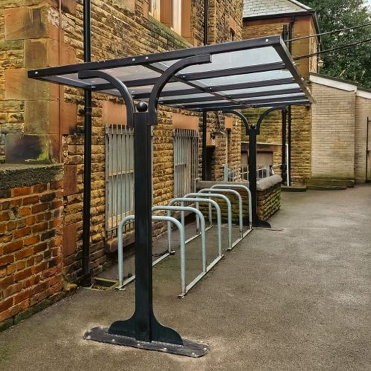 Individual cycle stands shelter racks simple bus stop shelter outdoor enclosed car park canopy for bike