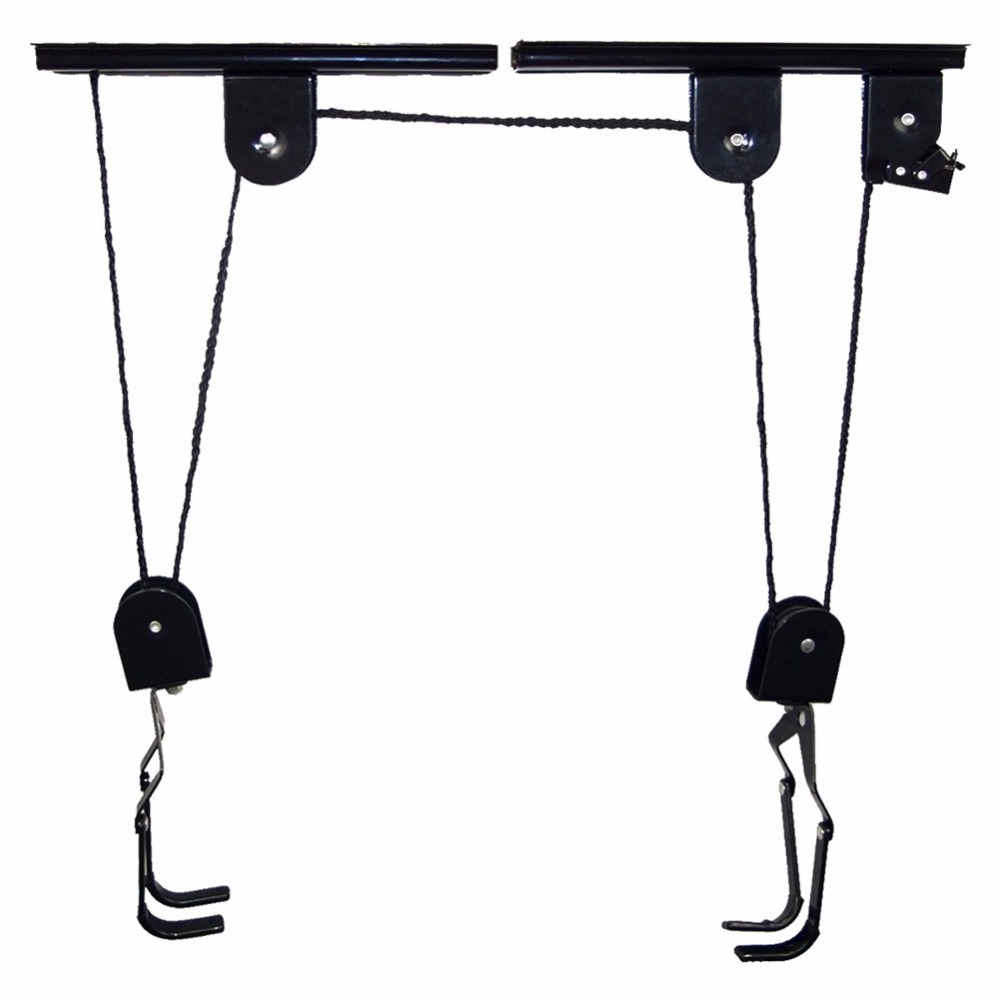 Kayak lift overhead garage hoist bicycle ceiling mounted storage system hangers lift pulley rack with 100 lb capacity