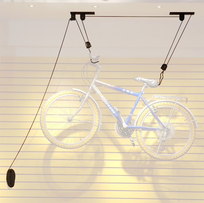 Kayak lift overhead garage hoist bicycle ceiling mounted storage system hangers lift pulley rack with 100 lb capacity