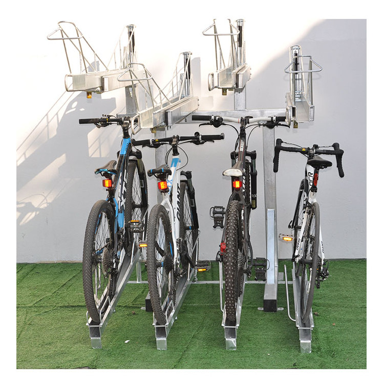 China Outdoor Galvanized Commercial Double Decker Bike Rack Suppliers/ Bicycle Parking Stand Bisiklet Park Demiri (ISO Approved)