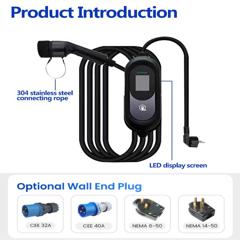 7kw level 2 car charger  mobile ev charger electric vehicle car charger ev portable charge