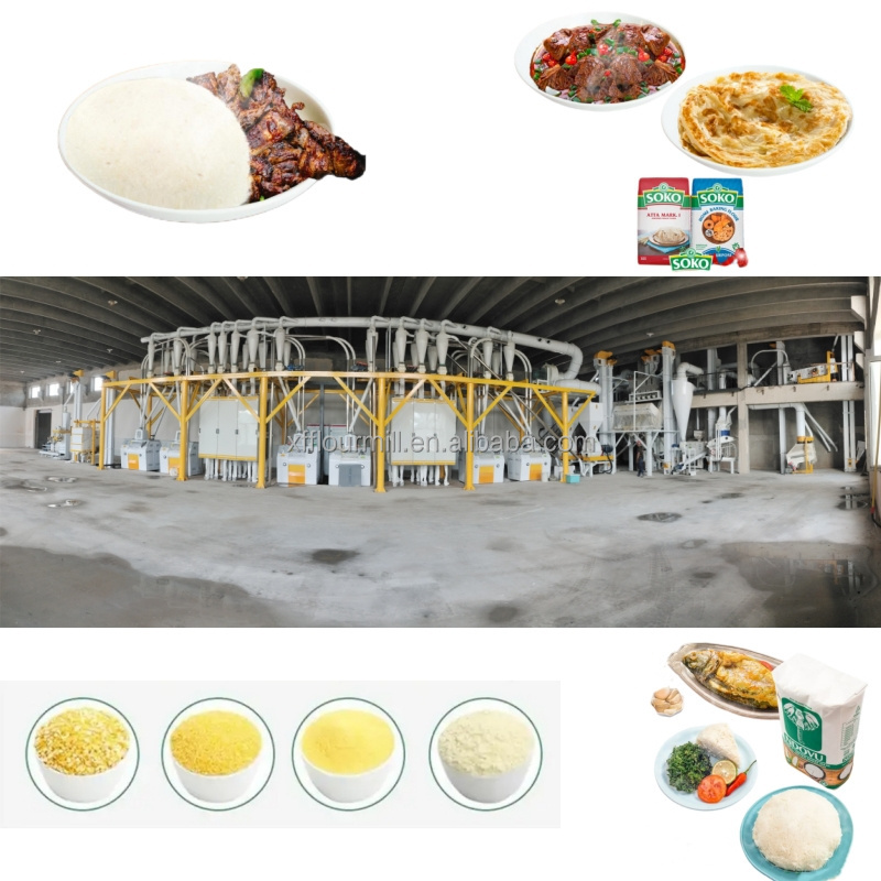 Complete plant for 50TPD 60TPD maize flour milling machine / 100ton per day flour mill / corn flour mill milling machine