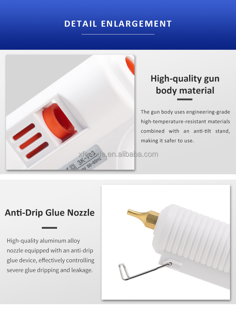 Adjustable temperature 110W hot melt glue gun 11mm diameter white glue gun Industrial dispenser glue gun