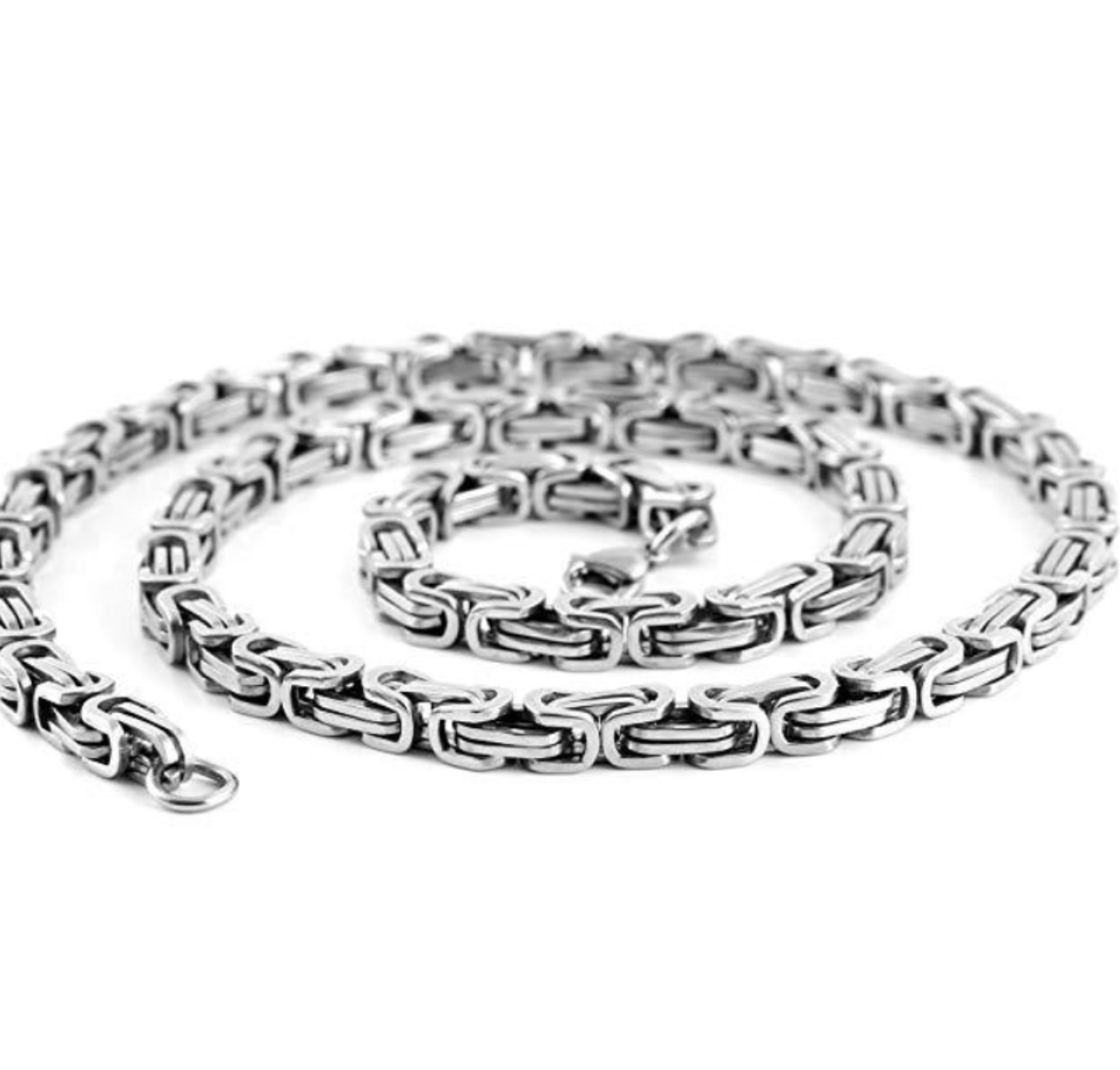 Stainless Steel Gold Titanium Steel Byzantine Men's Necklace Link Chain